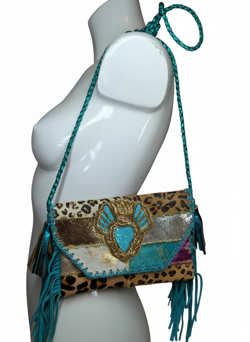 BOLSO BANDOLERA "CORAZÓN SAGRADO TURQUESA"