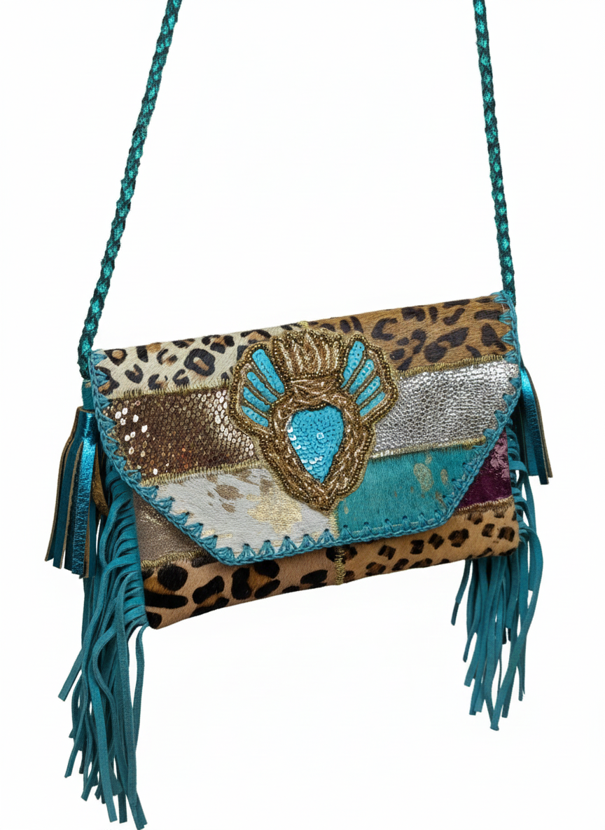BOLSO BANDOLERA "CORAZÓN SAGRADO TURQUESA"