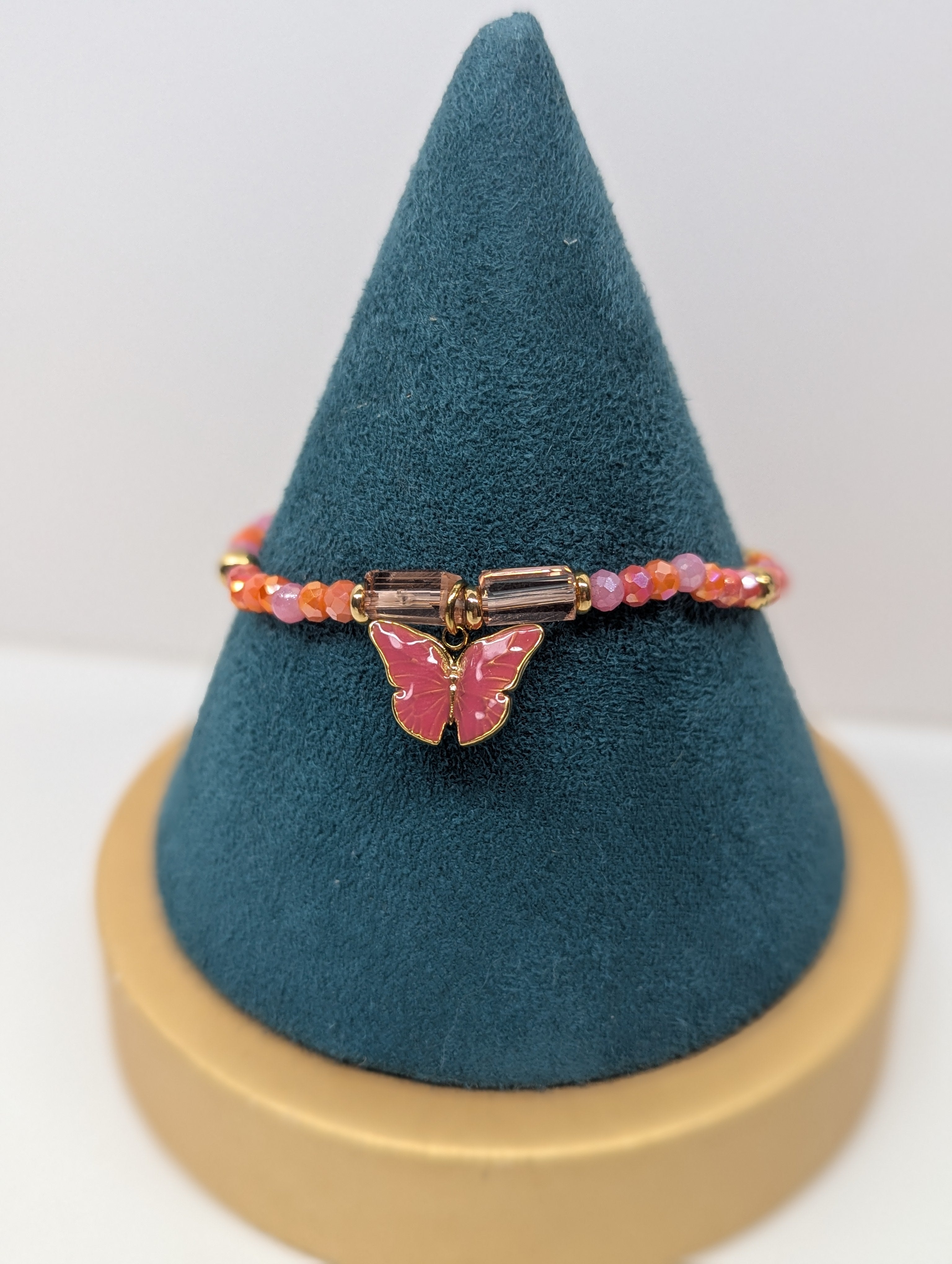 PULSERA "MARIPOSA SUNSET" CUENTAS FACETADAS. 🦋