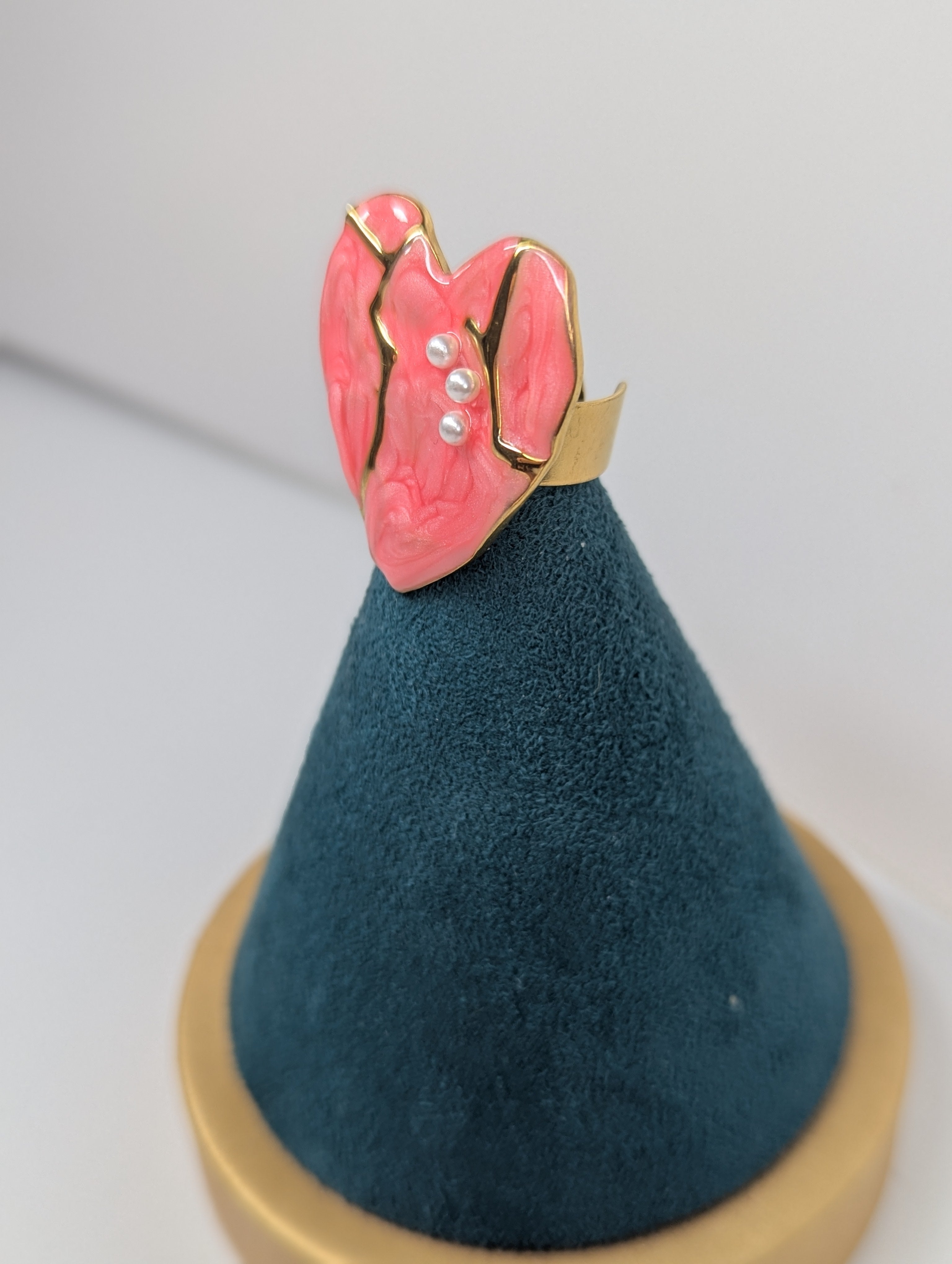 ANILLO "CORAZON ROTO DE PERLAS"