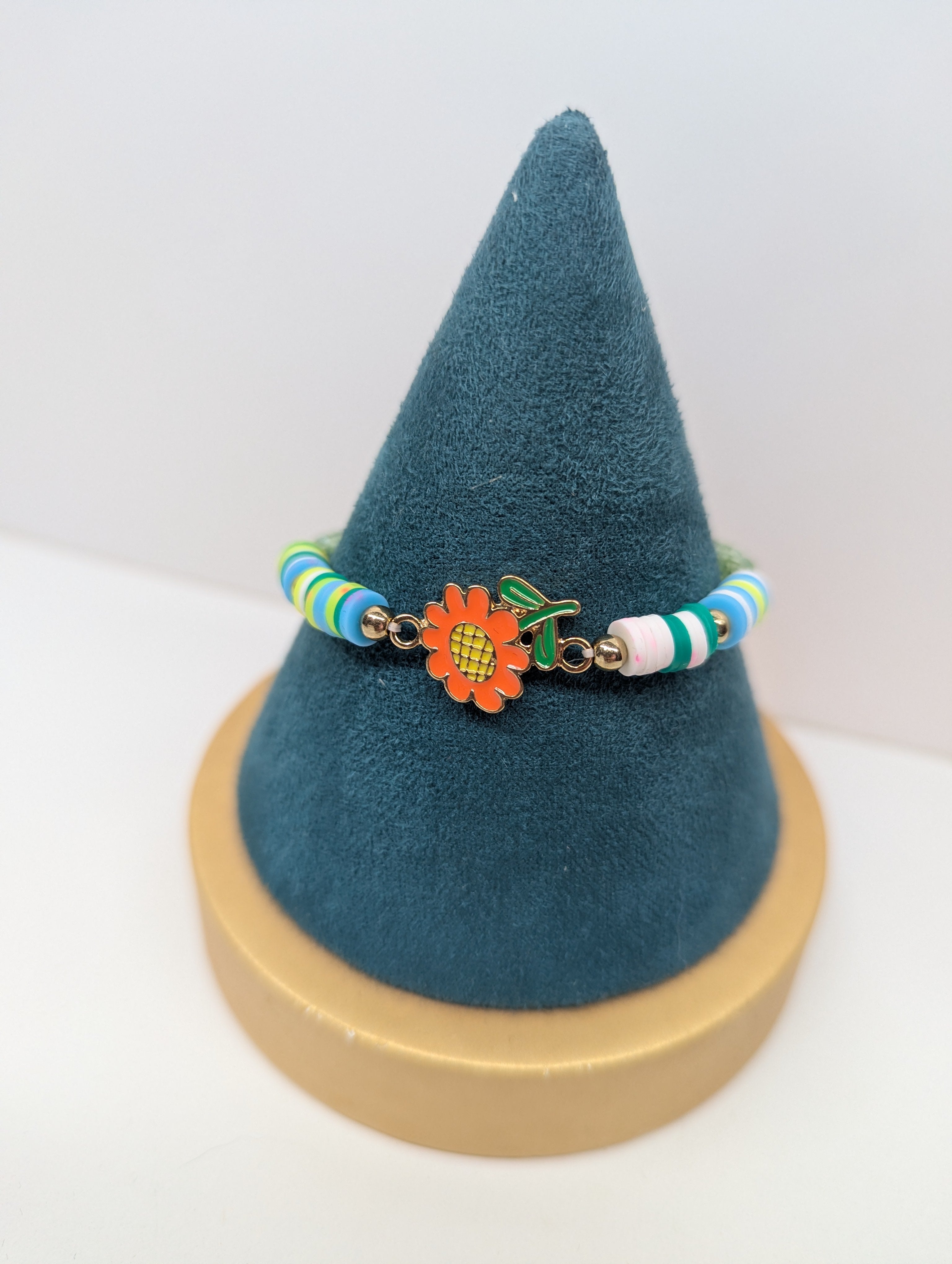 PULSERA "SIENTE" CUENTAS DE COLOR Y FLOR. 🌼